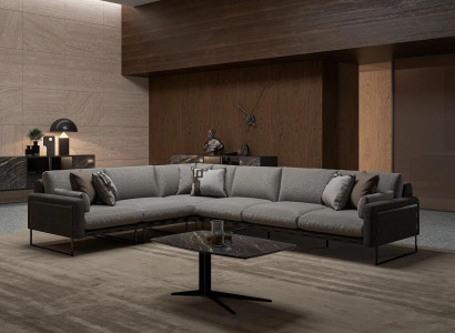 Gray Suite Living room Sofa Couch Corner sofa L-shape Furnishings Coffee table